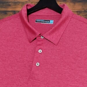 Roundtree & Yorke Performance Polo Shirt Mens 2XT Stretch Golf Wear Heather Red